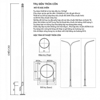 cột đèn cao áp tròn côn 6m - 7m -8m - 9m - 10m - 11m - 12m